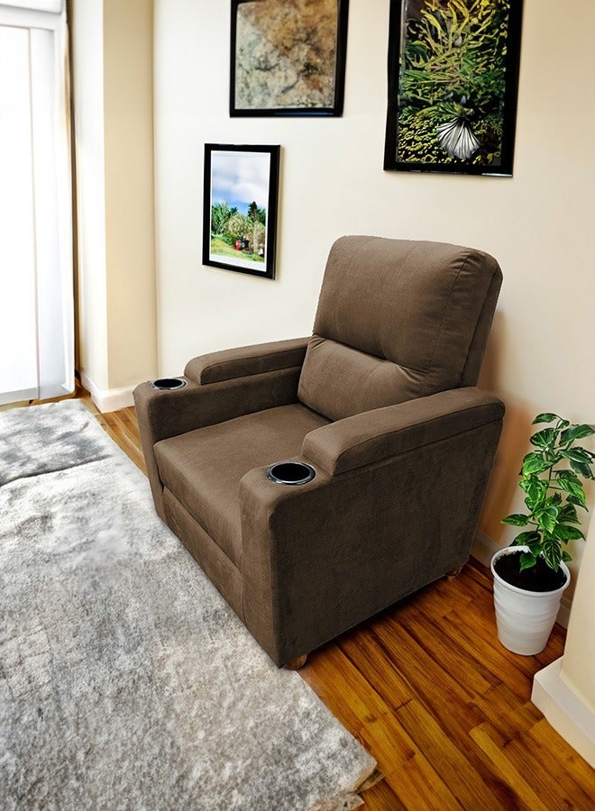 REGAL IN HOUSE Cinema Chair Upholstered With Cup Holder Brown 90x95x80cm  - Image 1