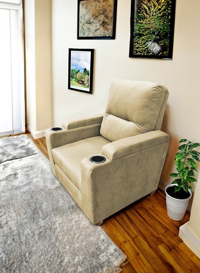REGAL IN HOUSE Cinema Chair Upholstered With Cup Holder Beige 90x95x80cm  - Image 1