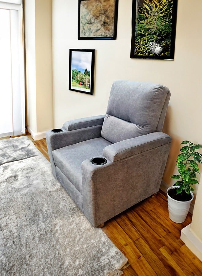 REGAL IN HOUSE Cinema Chair Upholstered With Cup Holder Grey 90x95x80cm  - Image 1