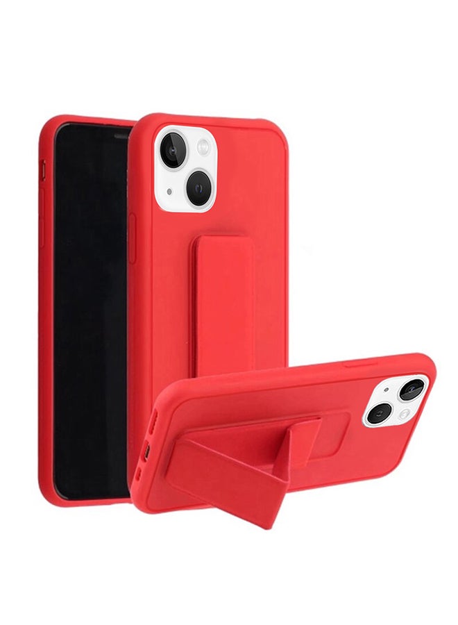 MARGOUN Hand Grip Foldable Magnetic Kickstand Wrist Strap Finger Grip Case Cover For Apple iPhone 14 6.1 inch Red - Image 1