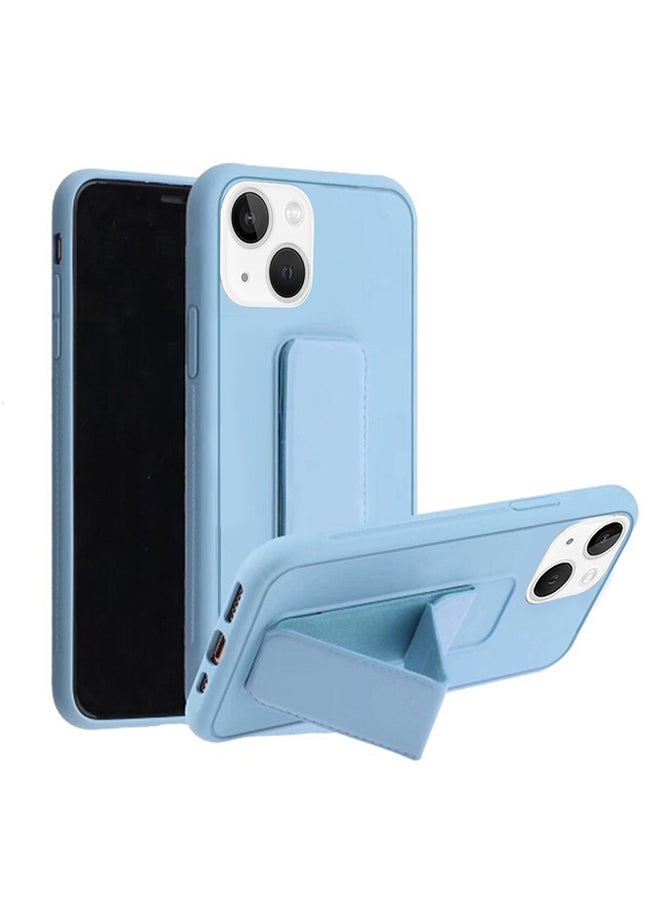 MARGOUN Apple iPhone 14 Case With Hand Grip Foldable Magnetic Kickstand Wrist Strap Finger Grip Cover 6.1 Inch Light Blue - Image 1