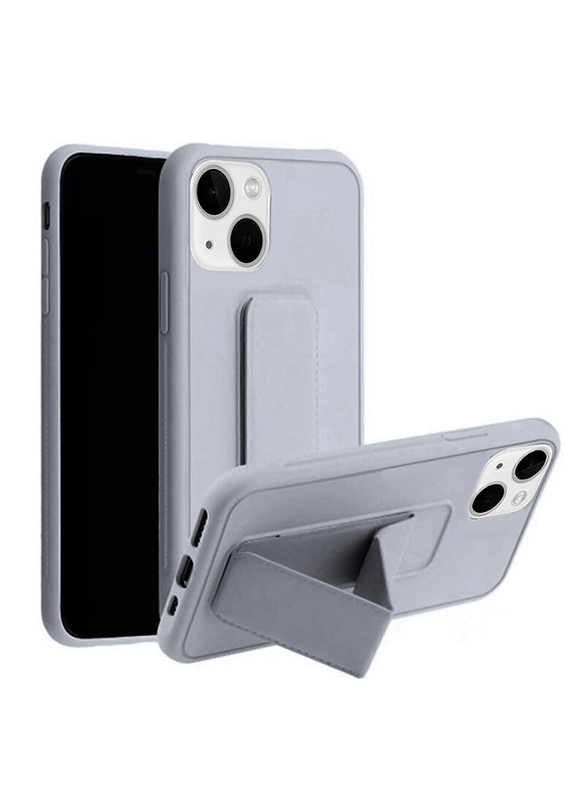 MARGOUN Apple iPhone 14 Case With Hand Grip Foldable Magnetic Kickstand Wrist Strap Finger Grip Cover 6.1 Inch Grey - Image 1