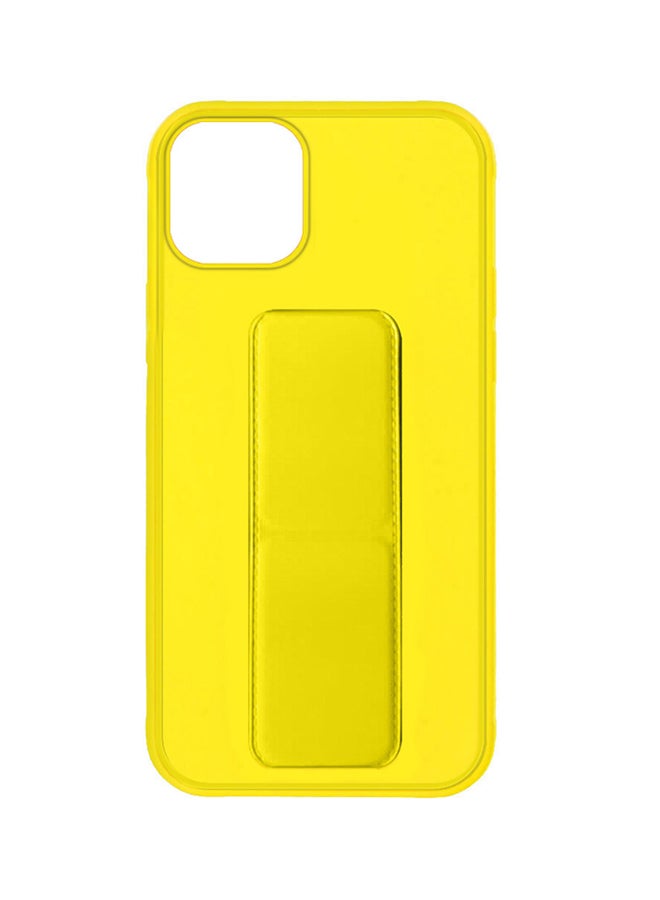 Hand Grip Foldable Magnetic Kickstand Wrist Strap Finger Grip Case Cover For Apple iPhone 14 Plus 6.7 inch Yellow Yellow