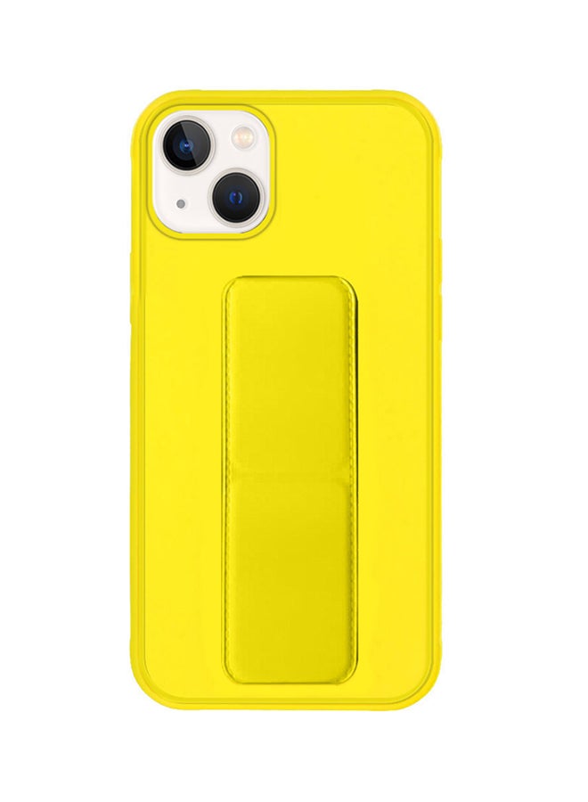 Hand Grip Foldable Magnetic Kickstand Wrist Strap Finger Grip Case Cover For Apple iPhone 14 Plus 6.7 inch Yellow Yellow