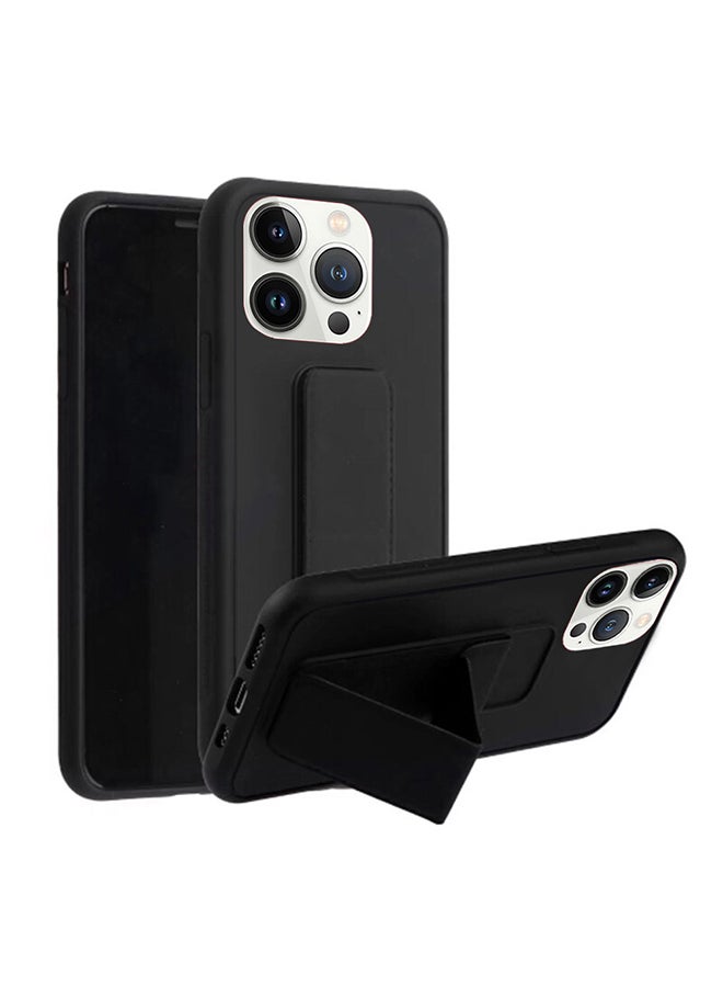 MARGOUN Hand Grip Foldable Magnetic Kickstand Wrist Strap Finger Grip Case Cover For Apple iPhone 14 Pro 6.1 inch Black - Image 1