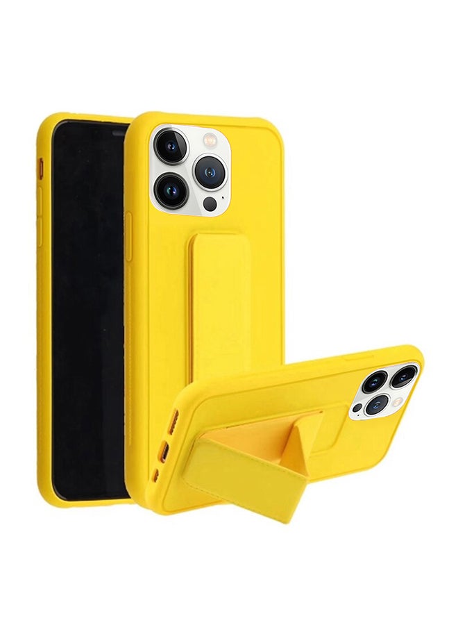 MARGOUN Hand Grip Foldable Magnetic Kickstand Wrist Strap Finger Grip Case Cover For Apple iPhone 14 Pro Max 6.7 inch Yellow - Image 1