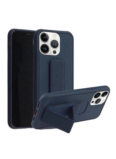 Hand Grip Foldable Magnetic Kickstand Wrist Strap Finger Grip Case Cover For Apple iPhone 14 Pro Max 6.7 inch Dark Blue