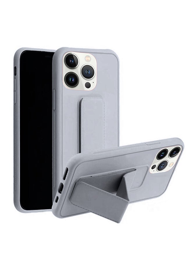 MARGOUN Hand Grip Foldable Magnetic Kickstand Wrist Strap Finger Grip Case Cover For Apple iPhone 14 Pro 6.1 inch Grey - Image 3