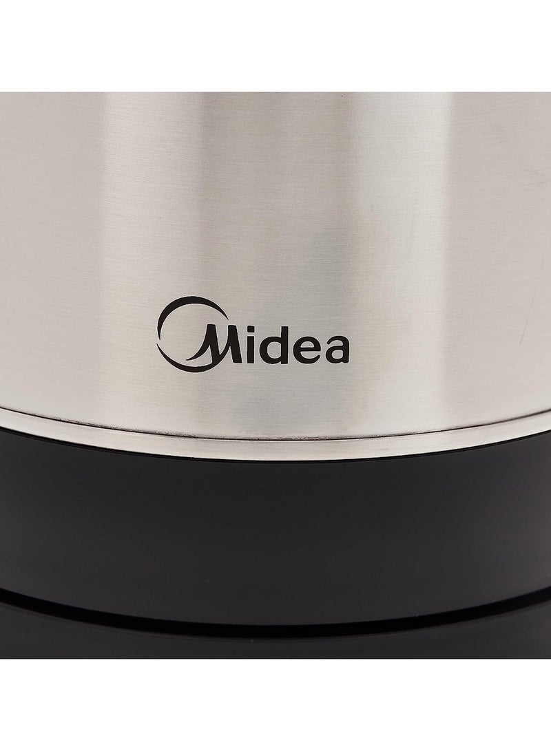 Midea - Stainless Steel Electric Kettle Cordless 360° Swivel Base, Power Cord Storage, Auto Cut-off Function, One Touch Lid Opening, Best for Home, Kitchen & Office 1.7 L MK17S32A2 Silver/Black - Image 1