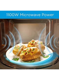 Midea Microwave Oven with Grill, Digital Touch Control,Child-Safety-Lock, 7 Auto Menus, LED Display with Timer, Grilling Roasting & Cooking Functions, Large Capacity 42 L EG142A5L Silver/Black  - Image 3