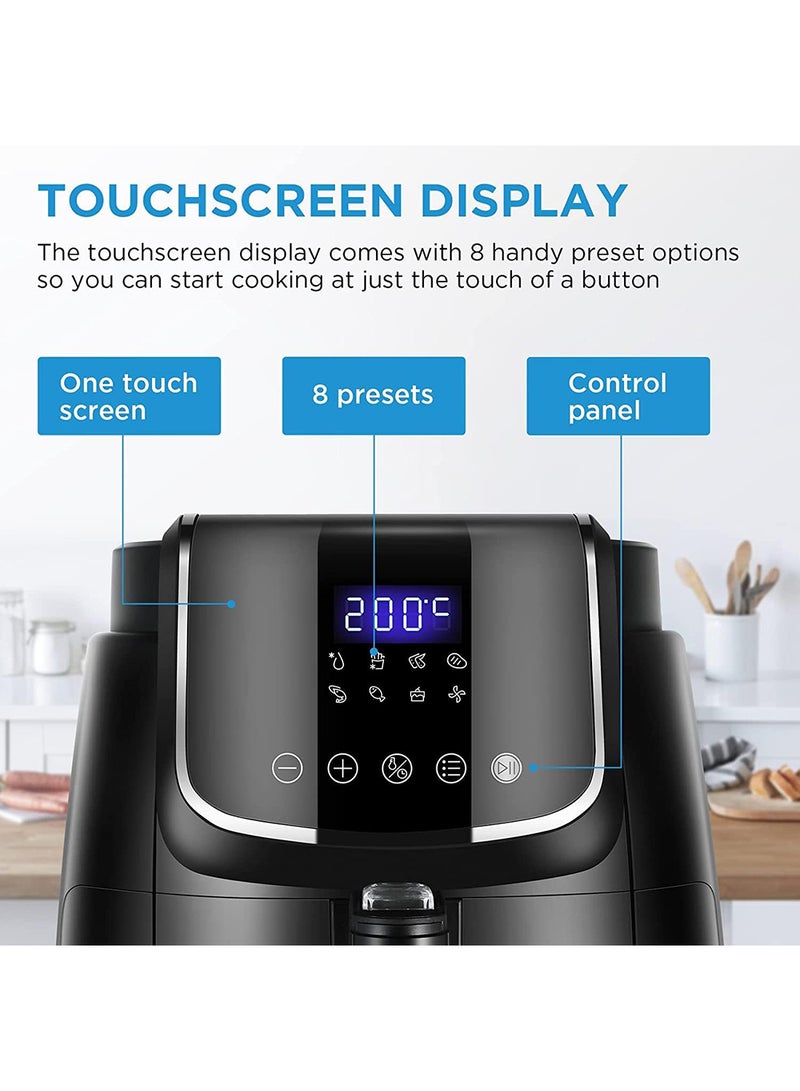 Midea - Air Fryer with Dual Cyclone Rapid Hot Technology for Frying, Grilling, Broiling, Roasting, Baking & Toasting, Timer up to 60 minutes Temperature Control 200°C, 3.5 L 1500 W MFCN35C2 Black - Image 1