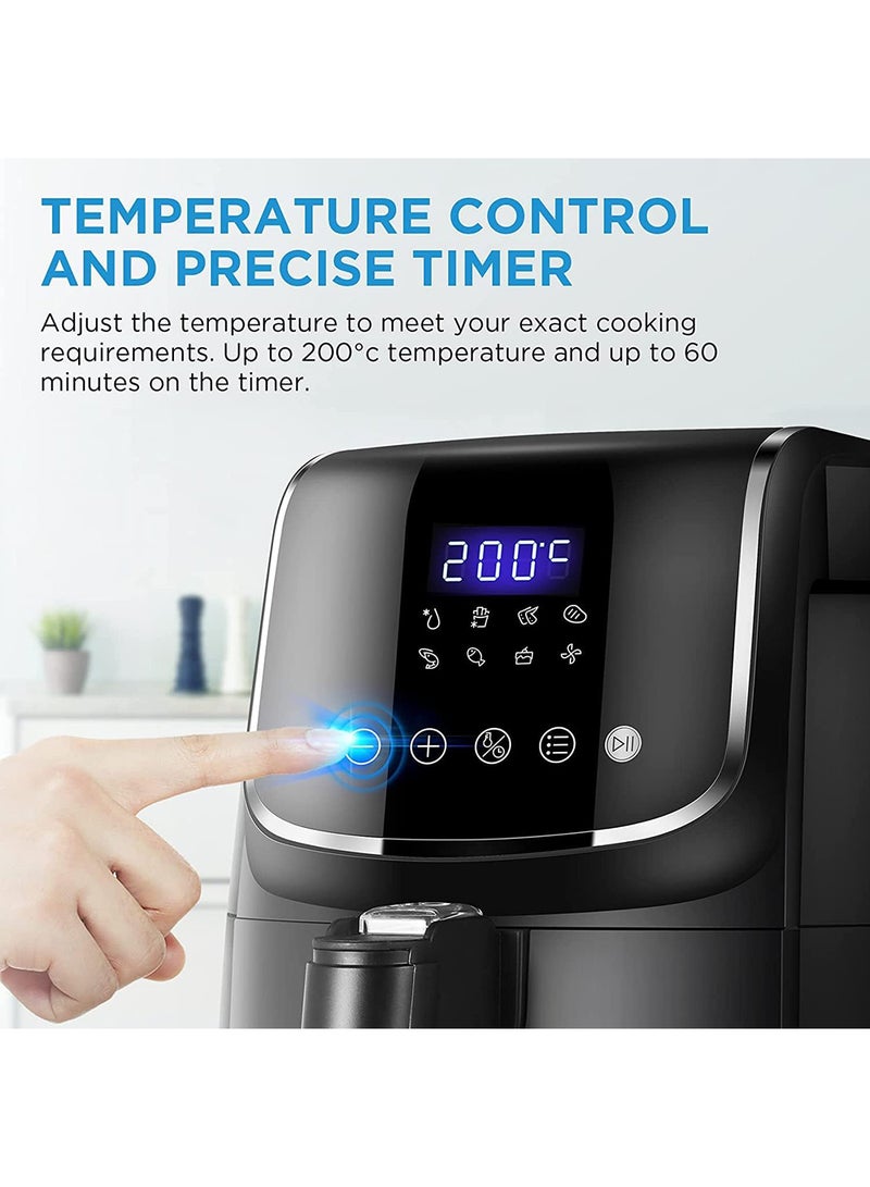 Midea - Air Fryer with Dual Cyclone Rapid Hot Technology for Frying, Grilling, Broiling, Roasting, Baking & Toasting, Timer up to 60 minutes Temperature Control 200°C, 3.5 L 1500 W MFCN35C2 Black - Image 1