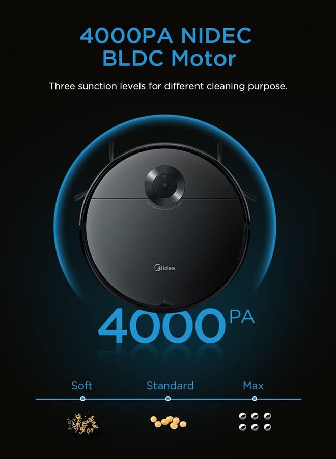 Midea - Robot Vacuum cleaner,strong suction with BLDC motor, Sweep and Wet Mopping, 3 level to choose, Wi-Fi App & Voice Control with Msmartlife, Several cleaning modes, 2600mah battery 240 W I5C Black - Image 1