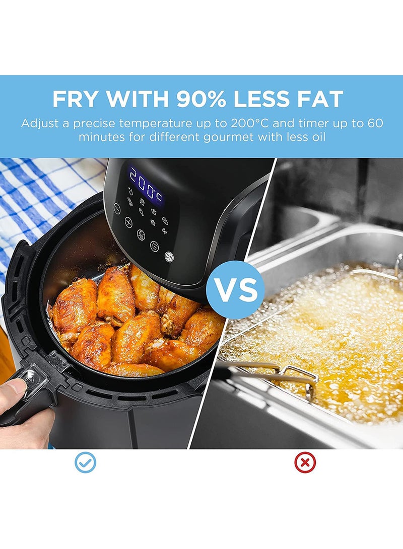 Midea - Air Fryer with Dual Cyclone Rapid Hot Technology for Frying, Grilling, Broiling, Roasting, Baking & Toasting, Timer up to 60 minutes Temperature Control 200°C, 3.5 L 1500 W MFCN35C2 Black - Image 1