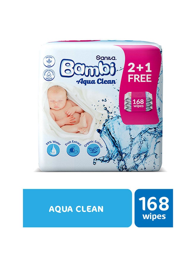 Sanita Bambi Aqua Clean, 3X56, 168 Baby Wet Wipes - Image 2