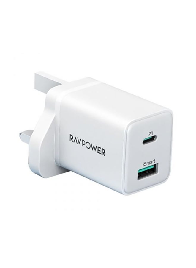 RAVPOWER Wall Charger 1A1C PD 30W White  - Image 1