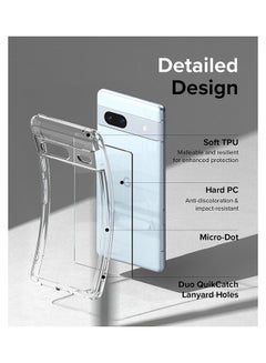 Ringke Fusion Compatible with Google Pixel 7a Case Translucent Anti-Scratch Hard PC Back Shockproof TPU Bumper Protective Phone Cover - Clear  - Image 3