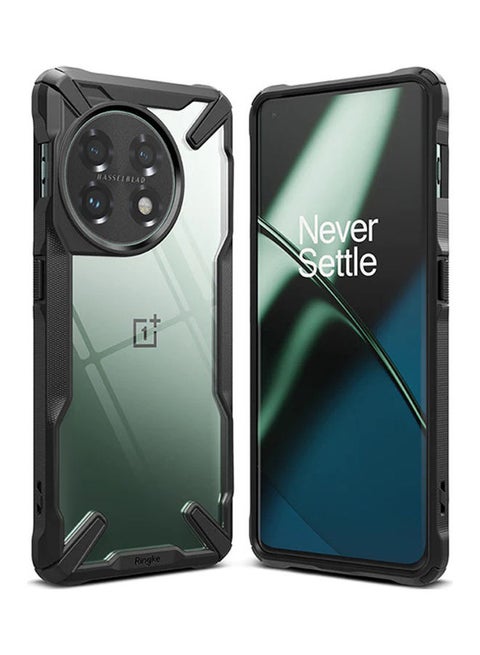 Fusion-X Compatible with OnePlus 11 5G Case Cover Transparent Hard Back Soft Flexible TPU Bumper Scratch Resistant Shockproof Protection Cover Black
