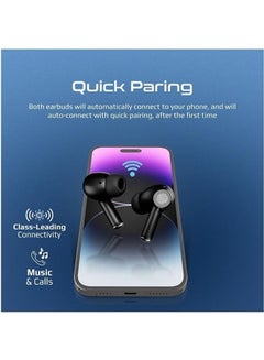 PROMATE True Wireless Earbuds, In-Ear Active Noise Cancelling Bluetooth V5.3 Earphones With Mic, 25H Playback Time, Intelligent Touch Controls And Charging Case For iPhone 16, Samsung S25, iPad Air, ProPods - Black  - Image 4