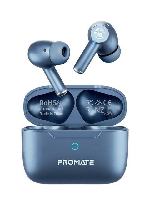 True Wireless Earbuds, In-Ear Active Noise Cancelling Bluetooth V5.3 Earphones With Mic, 25H Playback Time, Intelligent Touch Controls And Charging Case For iPhone 16, Samsung S25, iPad Air, ProPods - Blue