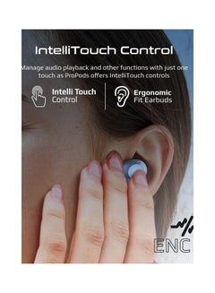 PROMATE True Wireless Earbuds, In-Ear Active Noise Cancelling Bluetooth V5.3 Earphones With Mic, 25H Playback Time, Intelligent Touch Controls And Charging Case For iPhone 16, Samsung S25, iPad Air, ProPods - Blue  - Image 5