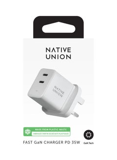 Native Union Fast Gan Charger - PD - 35W - Dual - 2 X USBC White  - Image 3