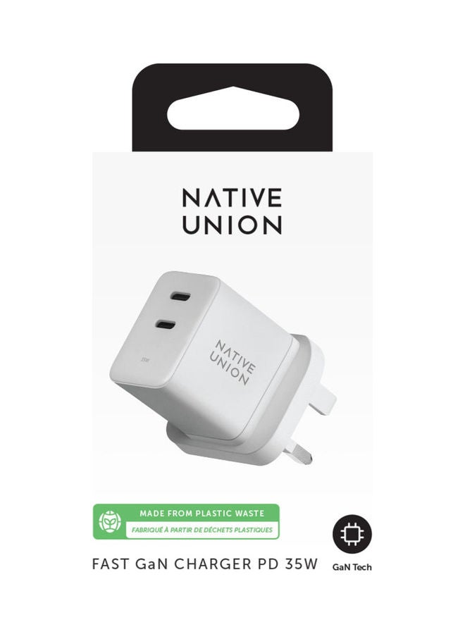 Native Union - Fast Gan Charger - PD - 35W - Dual - 2 X USBC White - Image 1