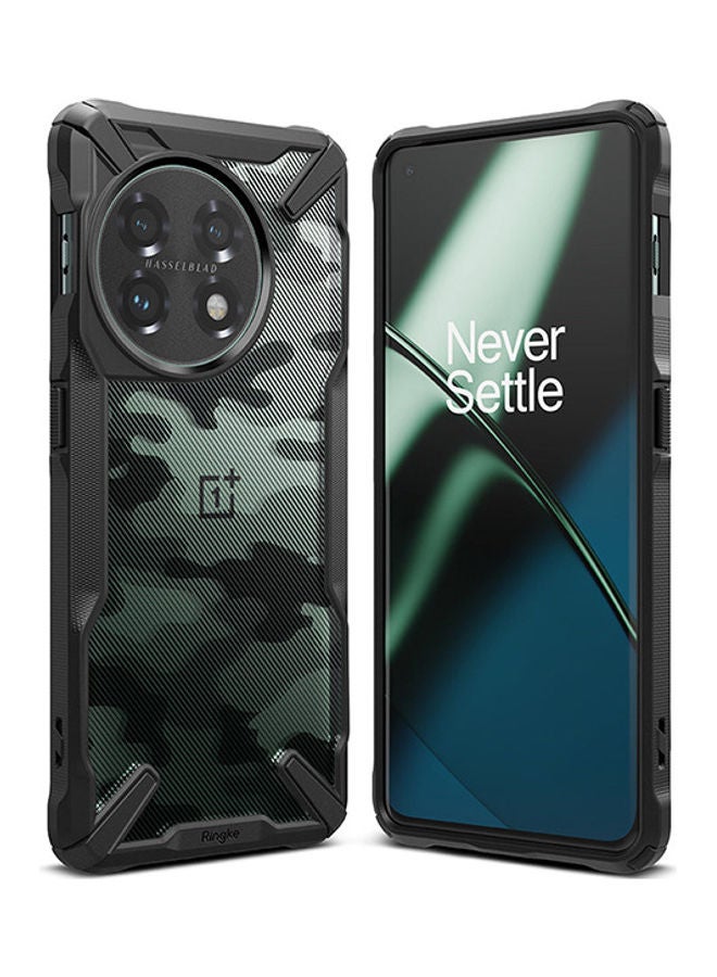 Ringke Fusion-X Compatible with OnePlus 11 5G Case Cover Transparent Hard Back Soft Flexible TPU Bumper Shockproof Protection Cover Camo Black  - Image 1
