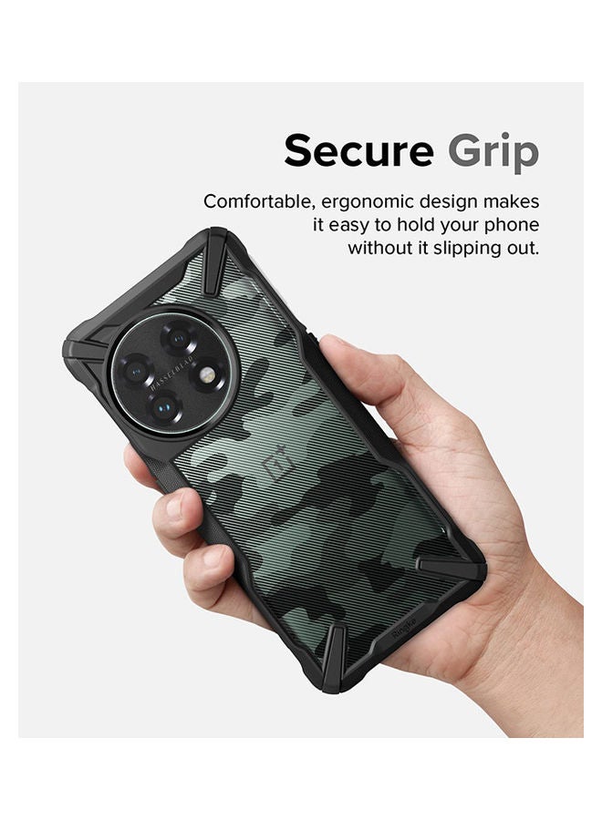 Ringke Fusion-X Compatible with OnePlus 11 5G Case Cover Transparent Hard Back Soft Flexible TPU Bumper Shockproof Protection Cover Camo Black  - Image 4