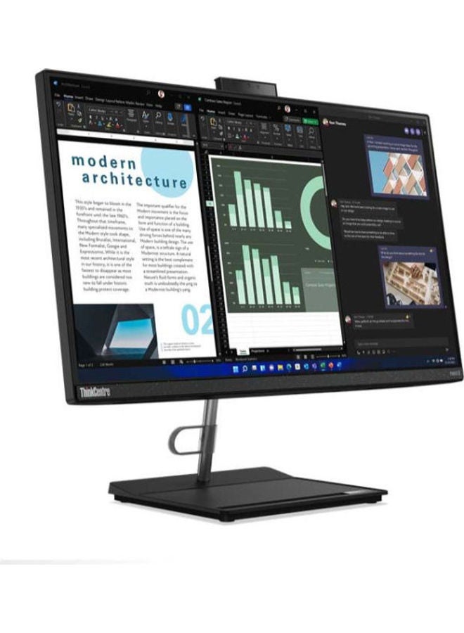 Lenovo - ThinkCentre Neo V30a 24  All-In-One With 23.8-Inch Full HD IPS Display, Core i7-1260P Processor/8GB RAM/512GB SSD/DOS(Without Windows)/Intel Iris Xe Graphics/ English/Arabic Raven Black - Image 1