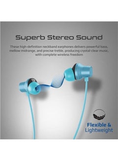 PROMATE Wireless Neckband - HD Active Noise Cancelling Bluetooth Earphones With Anti-Slip Neckband, Lightweight Design, IPX4 Sweat-Resistance, And 25H Long Playtime For iPhone 16 And Galaxy S25 - Blue  - Image 2