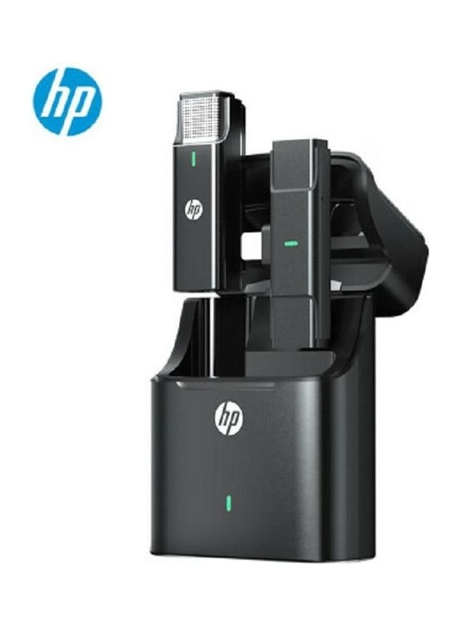 HP - Wireless Lavalier Microphone Noise Reduction Live Broadcast Wheat Video Vlog Shooting Artifact Outdoor Interview Suitable For Mobile Phones ios Interface Wireless Microphone Black - Image 1