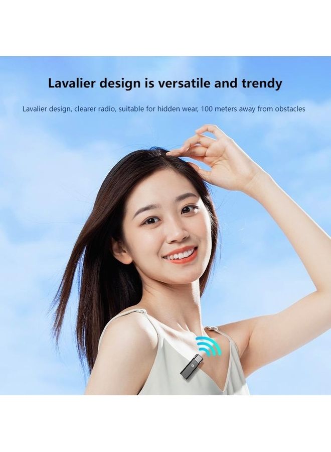 HP - Wireless Lavalier Microphone Noise Reduction Live Broadcast Wheat Video Vlog Shooting Artifact Outdoor Interview Suitable For Mobile Phones ios Interface Wireless Microphone Black - Image 1