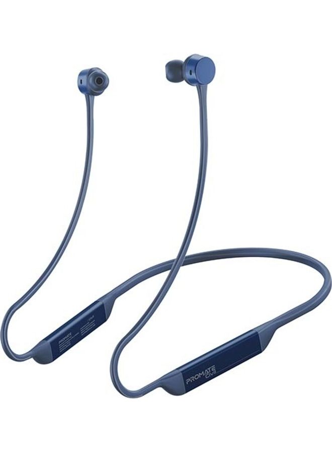 PROMATE Wireless Neckband, Hi-Fi Lightweight Wireless Bluetooth Earphones With Anti-Slip Liquid Silicone Neckband, Hall Switch Sensor, 24H Playtime And In-Line Controls For iPhone 14, Galaxy S23 Blue  - Image 1