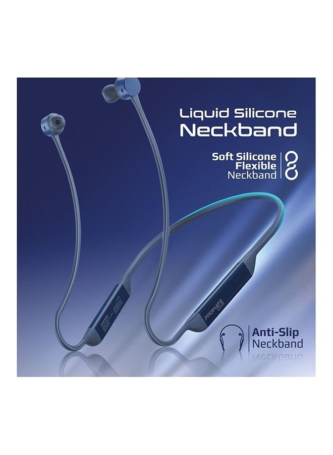 PROMATE Wireless Neckband, Hi-Fi Lightweight Wireless Bluetooth Earphones With Anti-Slip Liquid Silicone Neckband, Hall Switch Sensor, 24H Playtime And In-Line Controls For iPhone 14, Galaxy S23 Blue  - Image 3