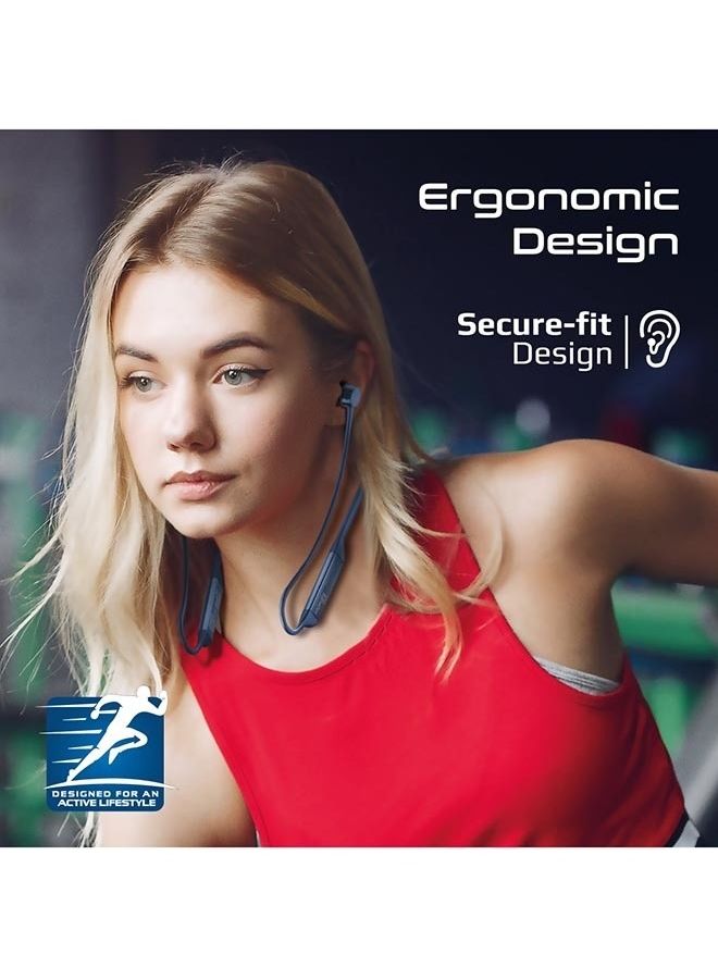 PROMATE Wireless Neckband, Hi-Fi Lightweight Wireless Bluetooth Earphones With Anti-Slip Liquid Silicone Neckband, Hall Switch Sensor, 24H Playtime And In-Line Controls For iPhone 14, Galaxy S23 Blue  - Image 4