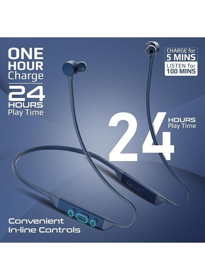 PROMATE Wireless Neckband, Hi-Fi Lightweight Wireless Bluetooth Earphones With Anti-Slip Liquid Silicone Neckband, Hall Switch Sensor, 24H Playtime And In-Line Controls For iPhone 14, Galaxy S23 Blue  - Image 5