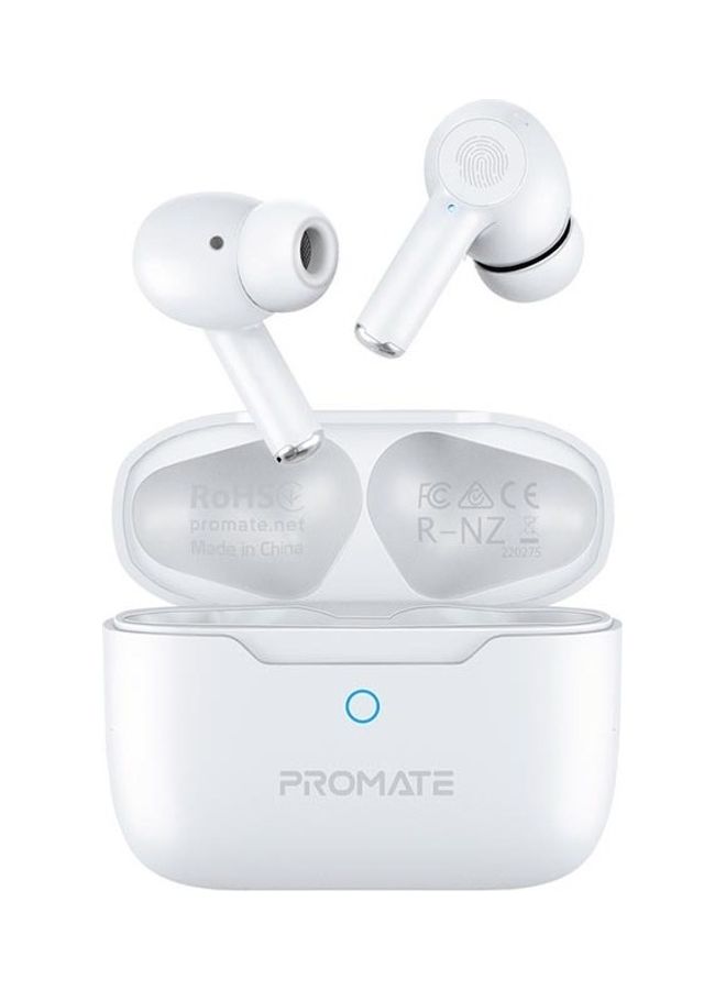 PROMATE - True Wireless Earbuds, In-Ear Active Noise Cancelling Bluetooth V5.3 Earphones With Mic, 25H Playback Time, Intelligent Touch Controls And Charging Case For iPhone 16, Samsung S25, iPad Air, ProPods - White - Image 1