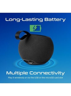 PROMATE Bluetooth, Premium 5W True Wireless Portable Speaker With 360-Degree HD Sound, LED Light, Long Playtime, USB Port And TF Card Slot For iPhone 14, iPad Air, iPod, Galaxy S22 Black  - Image 3
