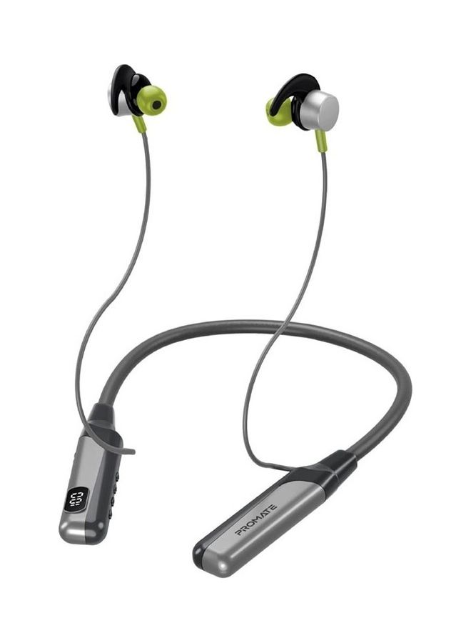 PROMATE - Wireless Neckband, High-Definition Bluetooth 5.0 Earphones With TF Card Reader, Hall Switch Sensor, LCD Screen, Sweat-Resistance And 70Hrs Long Playtime For iPhone 16, Galaxy S25 - Grey - Image 1