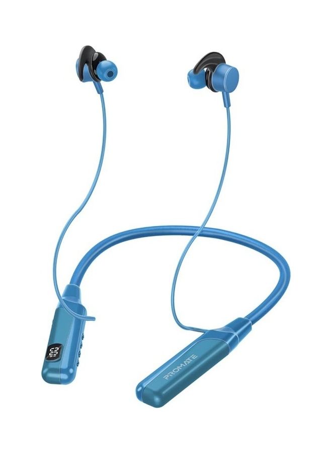 PROMATE - Wireless Neckband, High-Definition Bluetooth 5.0 Earphones With TF Card Reader, Hall Switch Sensor, LCD Screen, Sweat-Resistance And 70Hrs Long Playtime For iPhone 16, Galaxy S25 - Blue - Image 1