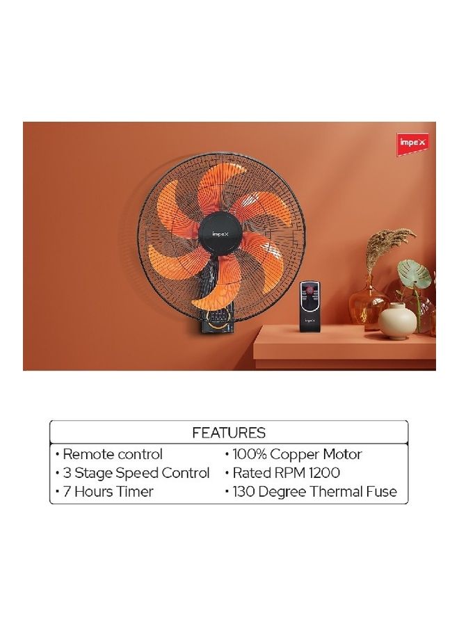 3-Speed Selection Wall Fan 45.0 W WF 7503 Black/Orange