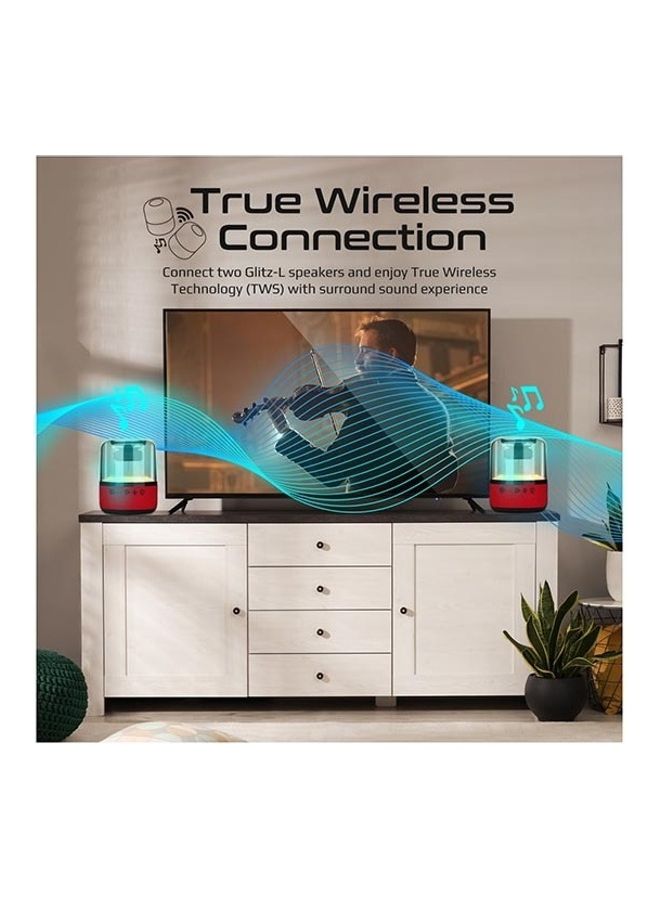 PROMATE - Bluetooth, Premium 10W True Wireless Portable LED Speaker With 360-Degree HD Sound, Light Show, 6H Playtime, 3.5Mm Audio Jack, USB Port And TF Card Slot For iPhone 16, iPad Air, iPod - Red - Image 1
