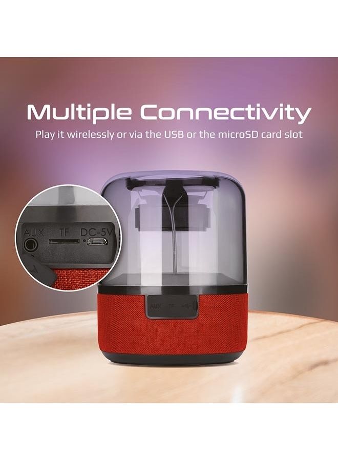 PROMATE - Bluetooth, Premium 10W True Wireless Portable LED Speaker With 360-Degree HD Sound, Light Show, 6H Playtime, 3.5Mm Audio Jack, USB Port And TF Card Slot For iPhone 16, iPad Air, iPod - Red - Image 1