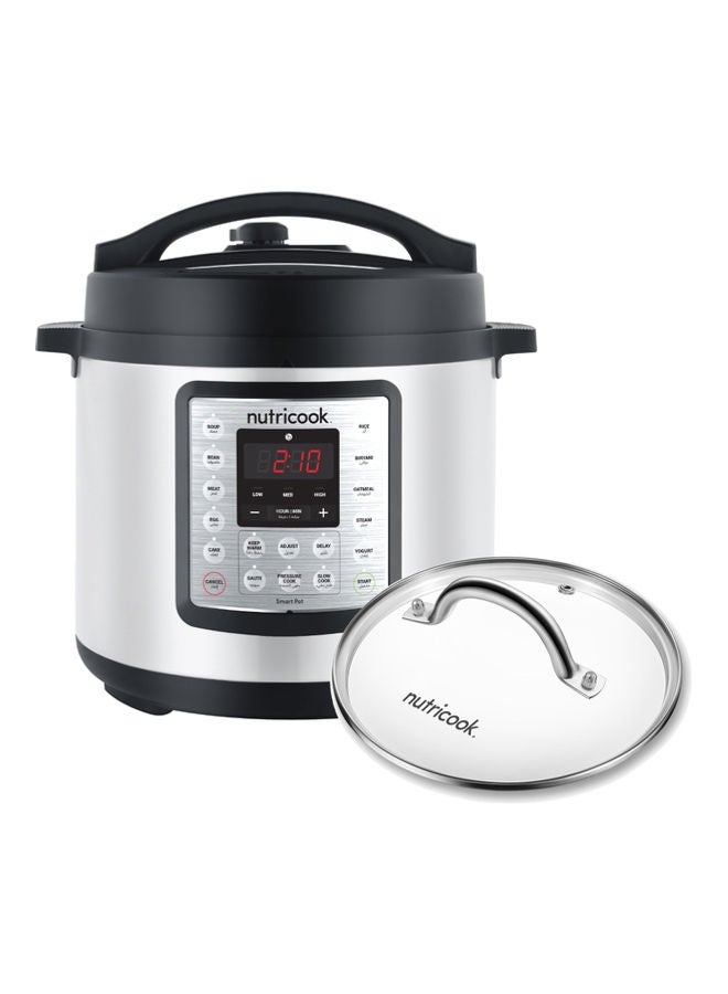 nutricook Aluminium Smart Pot Eko Electric Pressure Cooker With Glass Lid 6 L 1000 W SP104 Silver  - Image 1