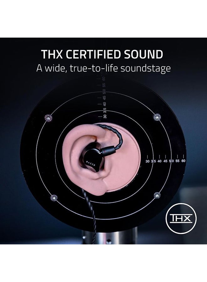 Razer Moray in-Ear Monitor for Streaming: Hybrid Dual Driver Acoustic Design - Ergonomic Low Profile Shape - Passive Noice Isolation - Braided Over-Ear Wires - Custom Ear Tips & Carrying Case - Black - Image 2