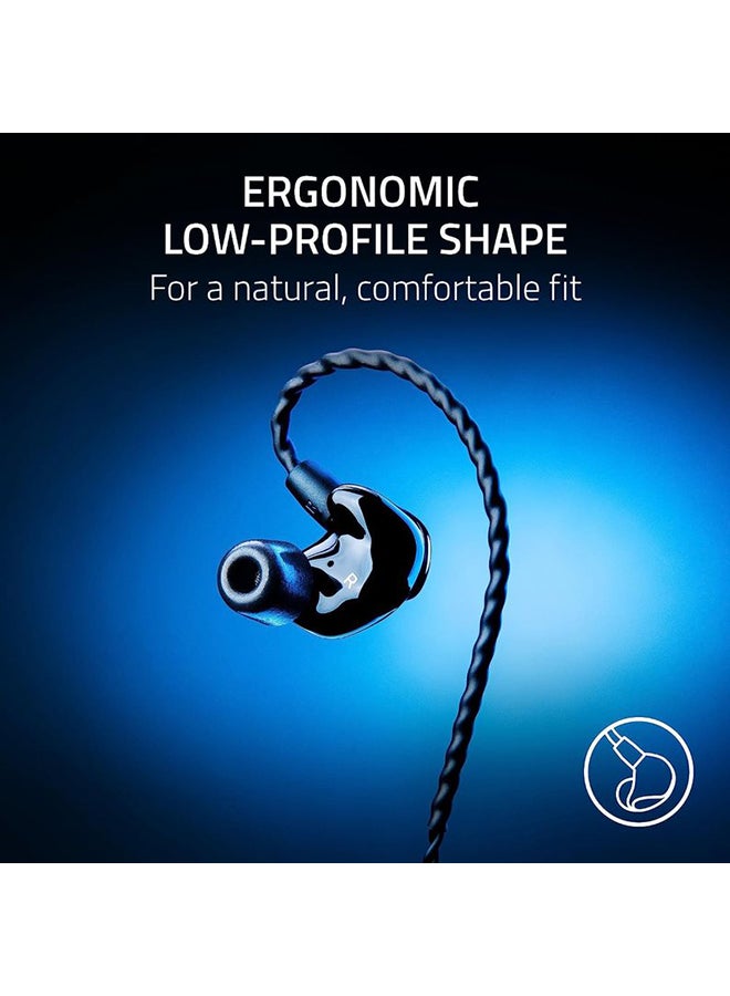 Razer Moray in-Ear Monitor for Streaming: Hybrid Dual Driver Acoustic Design - Ergonomic Low Profile Shape - Passive Noice Isolation - Braided Over-Ear Wires - Custom Ear Tips & Carrying Case - Black - Image 4