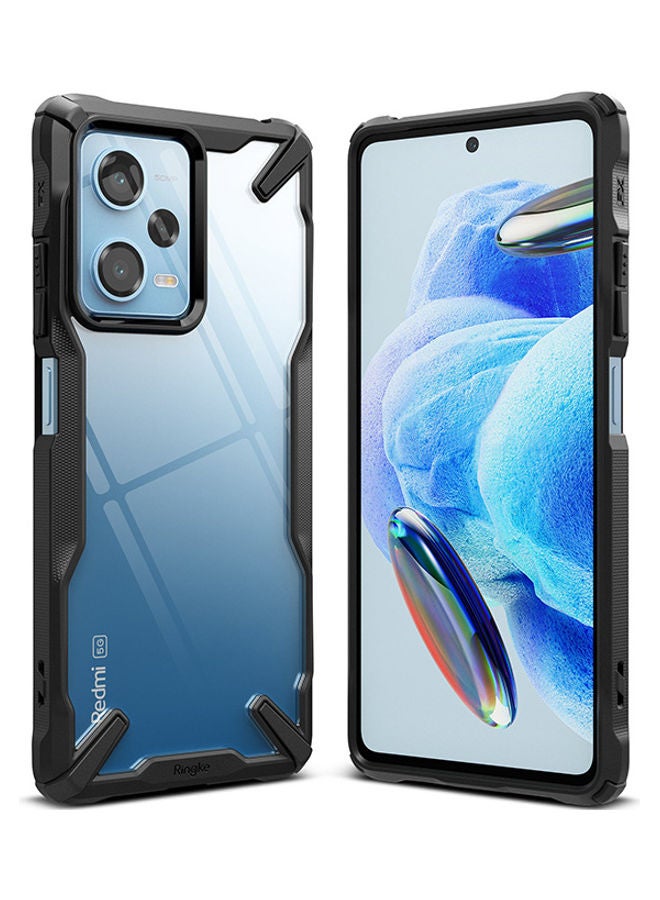 Fusion Case Compatible with Redmi Note 12 Pro 5G / Poco X5 Pro Clear Hard Back Heavy Duty Shockproof Advanced Protective TPU Bumper Phone Cover – Black