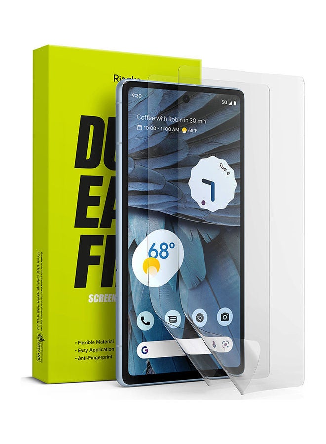 2 Pack Dual Easy Film Compatible with Google Pixel 7a Premium Full Cover Film Case Friendly Screen Protector with Easy Application Kit Clear