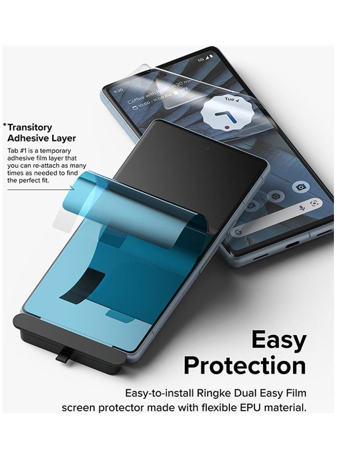 2 Pack Dual Easy Film Compatible with Google Pixel 7a Premium Full Cover Film Case Friendly Screen Protector with Easy Application Kit Clear